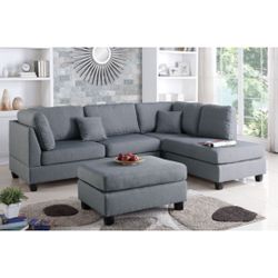 Gray Sectional Sofa With Ottoman 