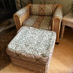 Wicker Chair And Ottoman 