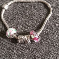 Pulcera Pandora Sterling Silver 925 Con 4 Charms Original 