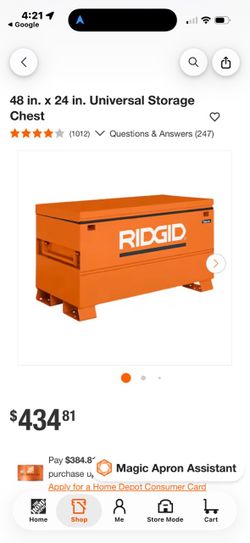 Ridgid 48 in. x 24 in.  Storage Chest with wheels