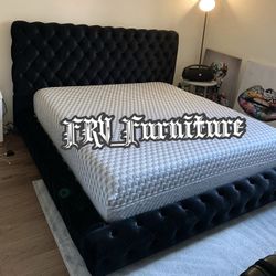 New King Bed Frame With Mattress 