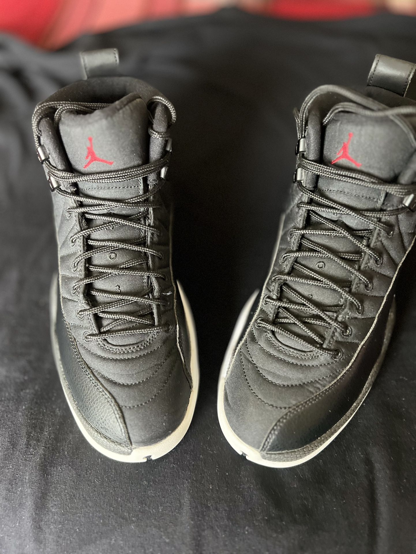 Jordan 12 Retro Nylon. 8 1/2. Black and white.
