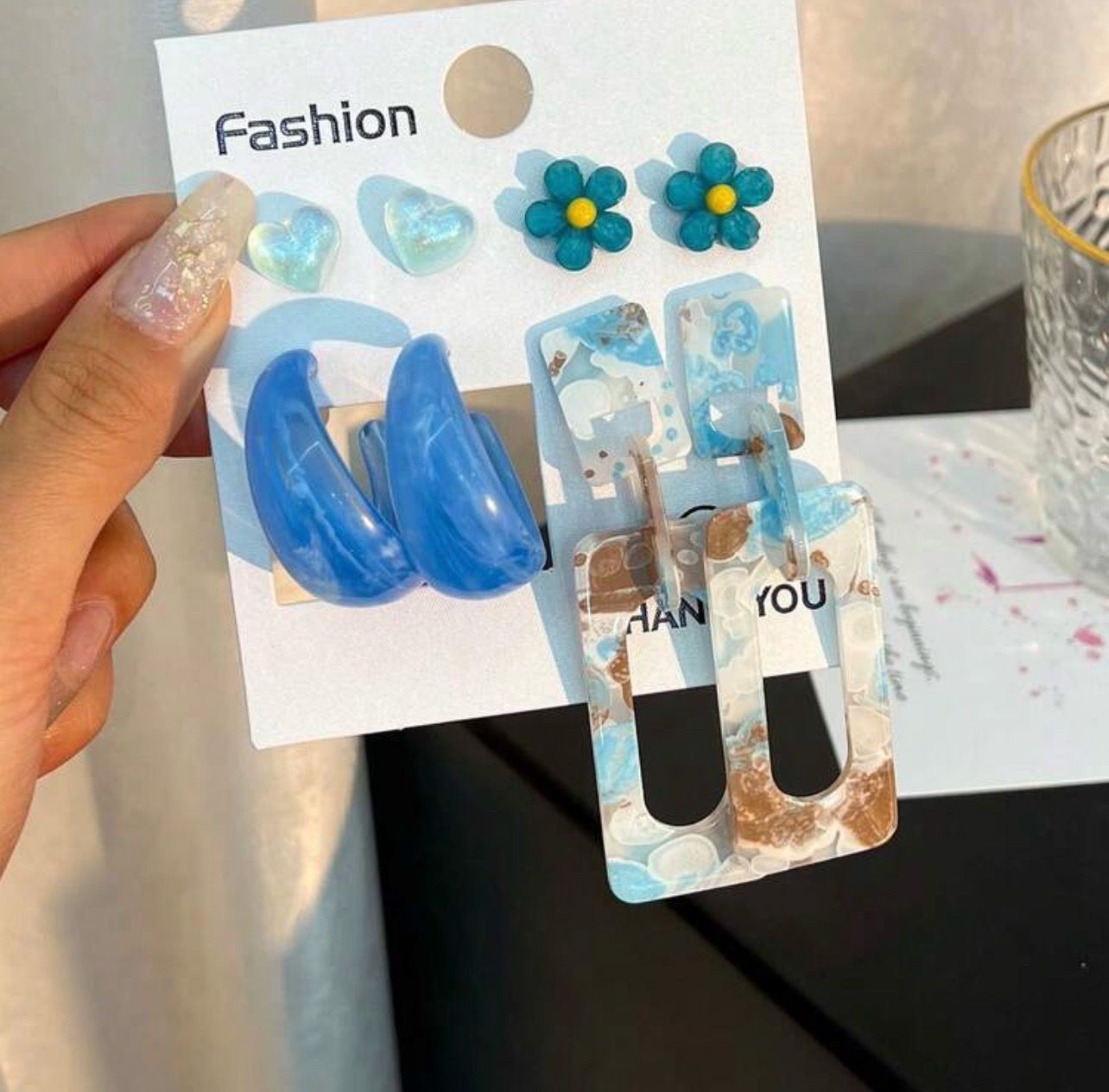 4pairs/set Fashionable Heart & Flower Decor Earrings For Women For Daily Decoration