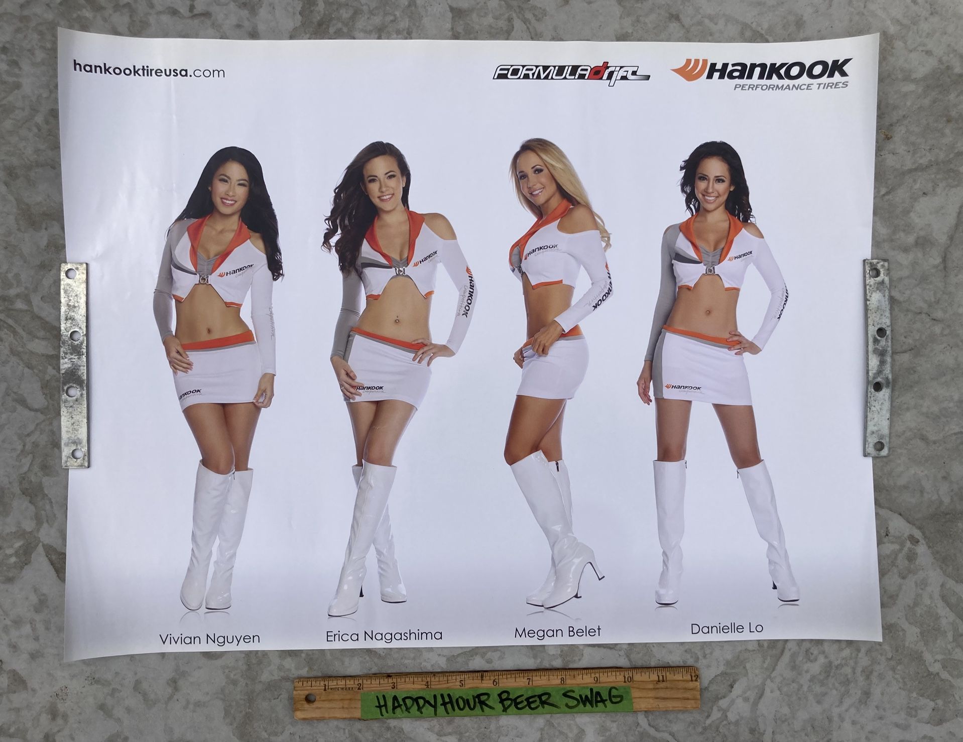 🔥 NOS Rare Hankook Tires Bikini Model Beer Paper Poster