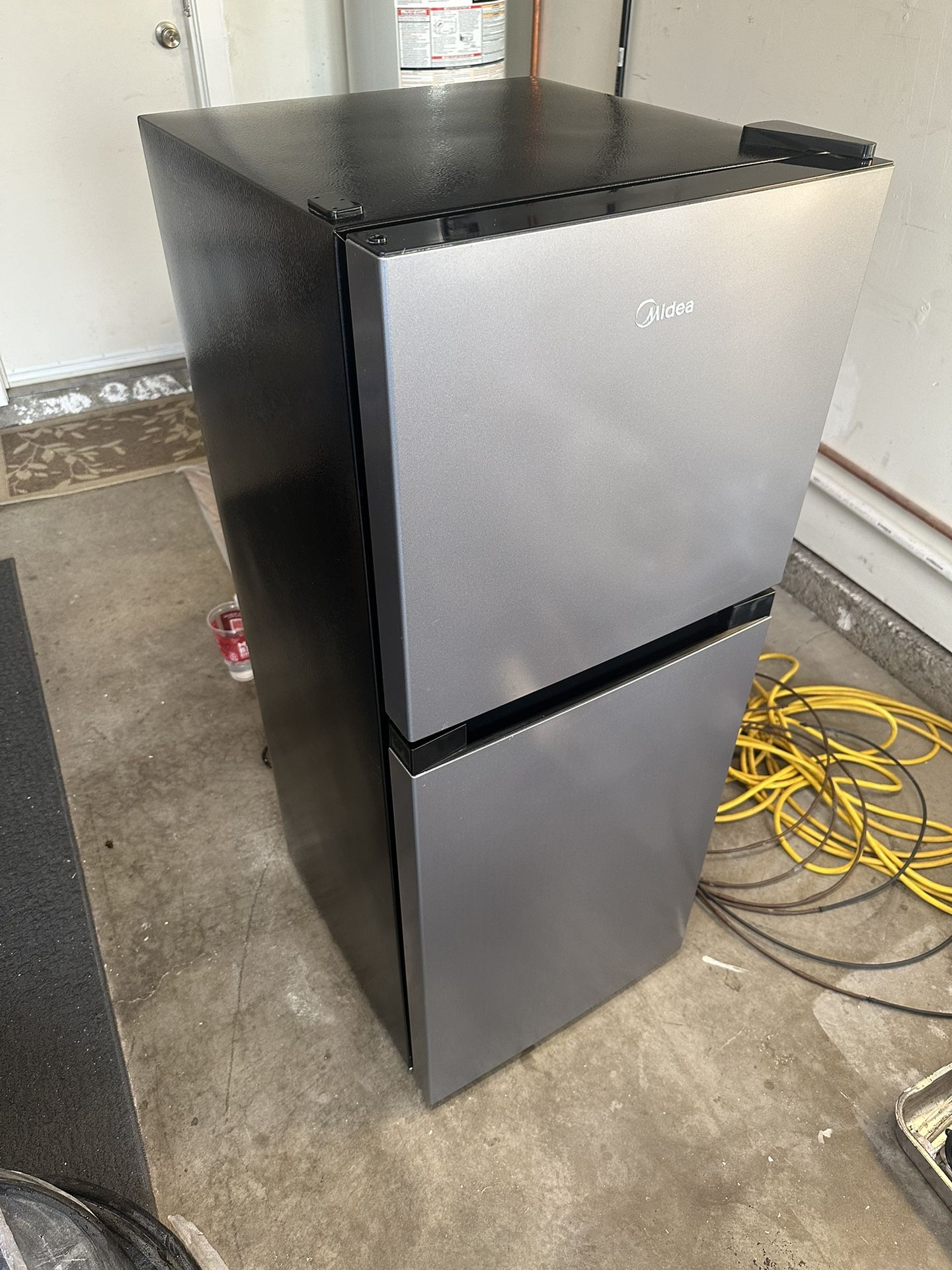 Midea 4.5 Cu Ft Compact Refrigerator and Freezer, 2 Door, Stainless Steel