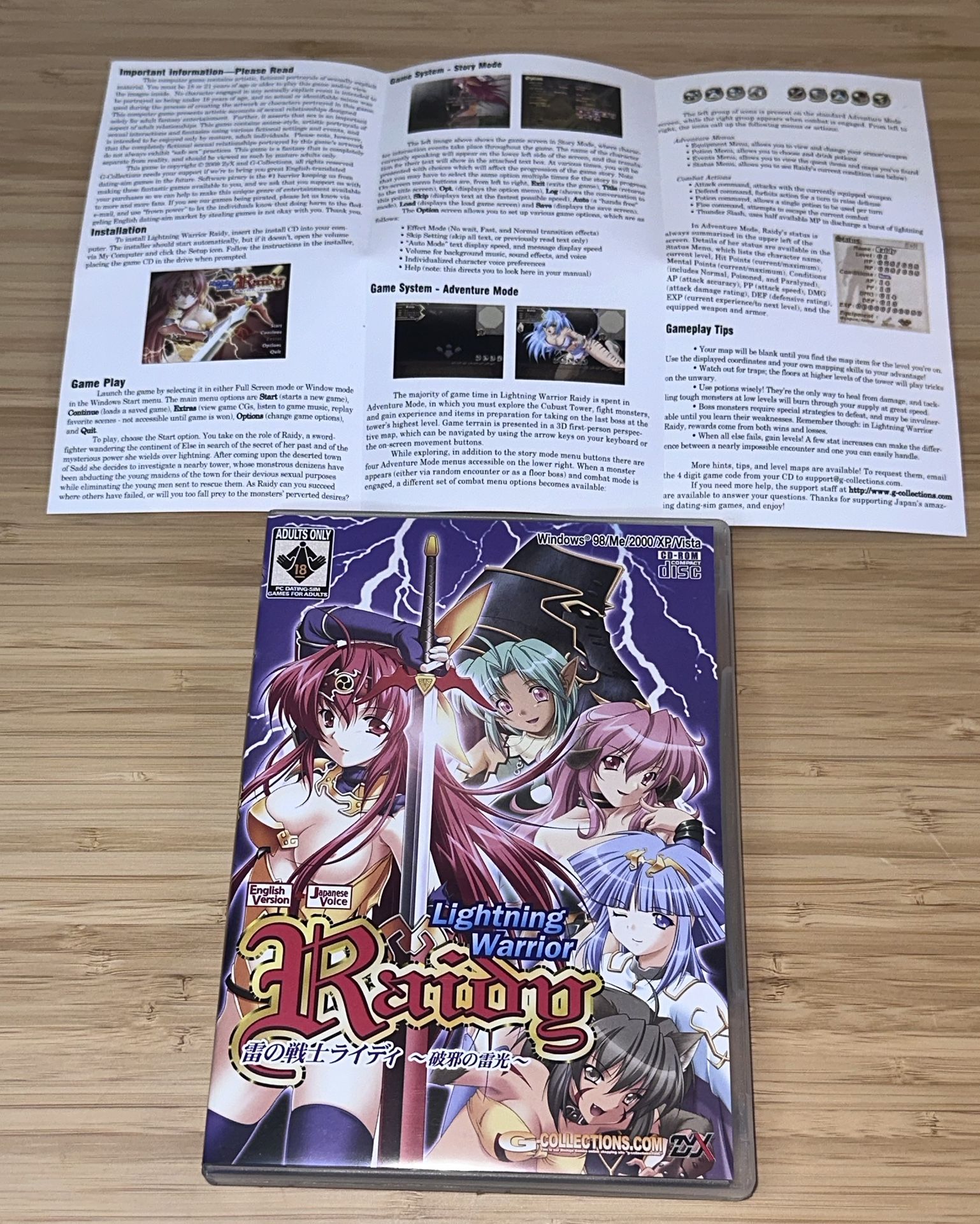 Lightning Warrior Raidy “PC Dating-Sim CD-Rom Game” With Manual & Gameplay Tips.