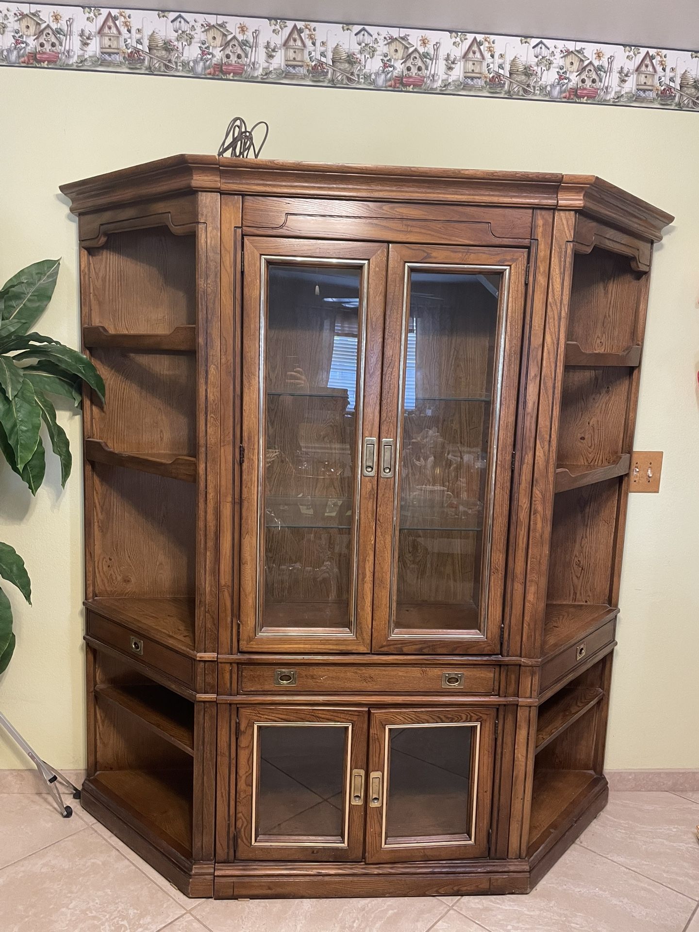 Lighted Wooden Display Cabinet / Hutch