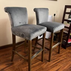 Set of 2 Velvet Counter Bar Stools