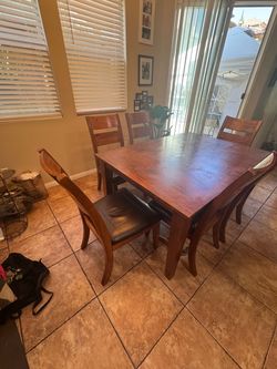 Wood Dining Table with 6 Chairs