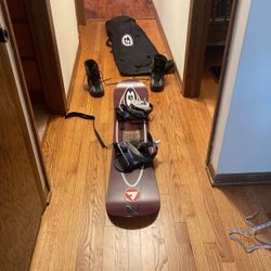 Snowboard, Bindings , Boots, Bag & Wax Kit