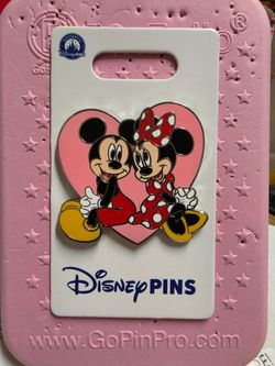 Minnie and Mickey heart pin