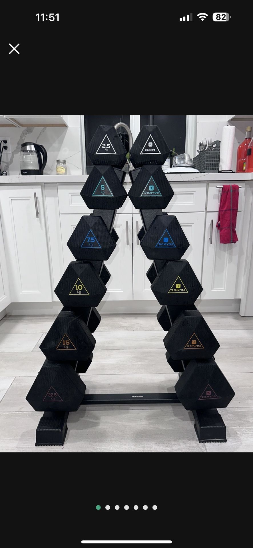 Decathlon Domyos Hex Dumbbell Set with Rack