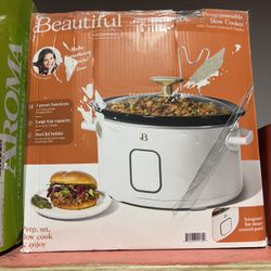 Beautiful 6 Qt Programmable Slow Cooker, White Icing by Drew 