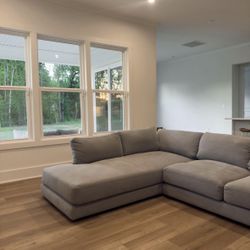 West Elm Haven Sectional - Multi-Seat Double-Wide Chaise - Performance Fabric - Storm Gray