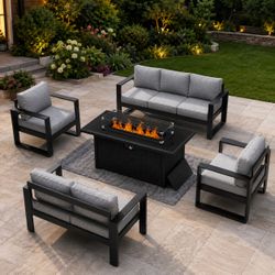 Outdoor Patio Furniture Set with Fire Pit Table