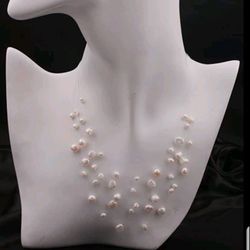 Freshwater Pearls Necklace 5 Layers 18" + 2" White.