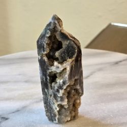 3.9" Approximately Sparkling Drury Sphalerite Tower Quartz Crystal 