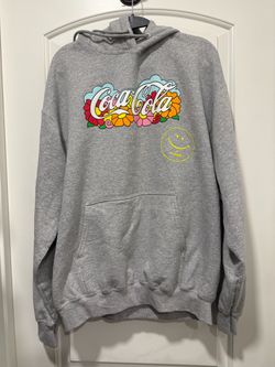 Coca Cola Perfect Harmony Men's Size Large Gray Graphic Hoodie with Floral Logo