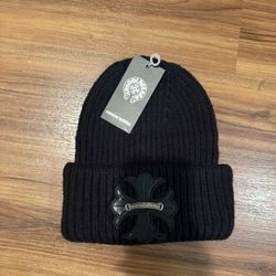 Chrome Hearts Leather Cross Knit Beanie Black One Size NEW w/ Tags 