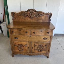 Antique Tiger Oak Buffet Sideboard
