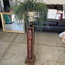Plant Stand, Plant Included. Real Antique, Glass Details 