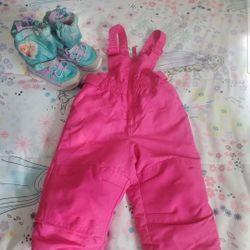 Girl's Overalls  And Snow Boots