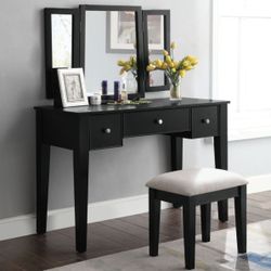 Brand New 3 PC Black Wood Vanity Set