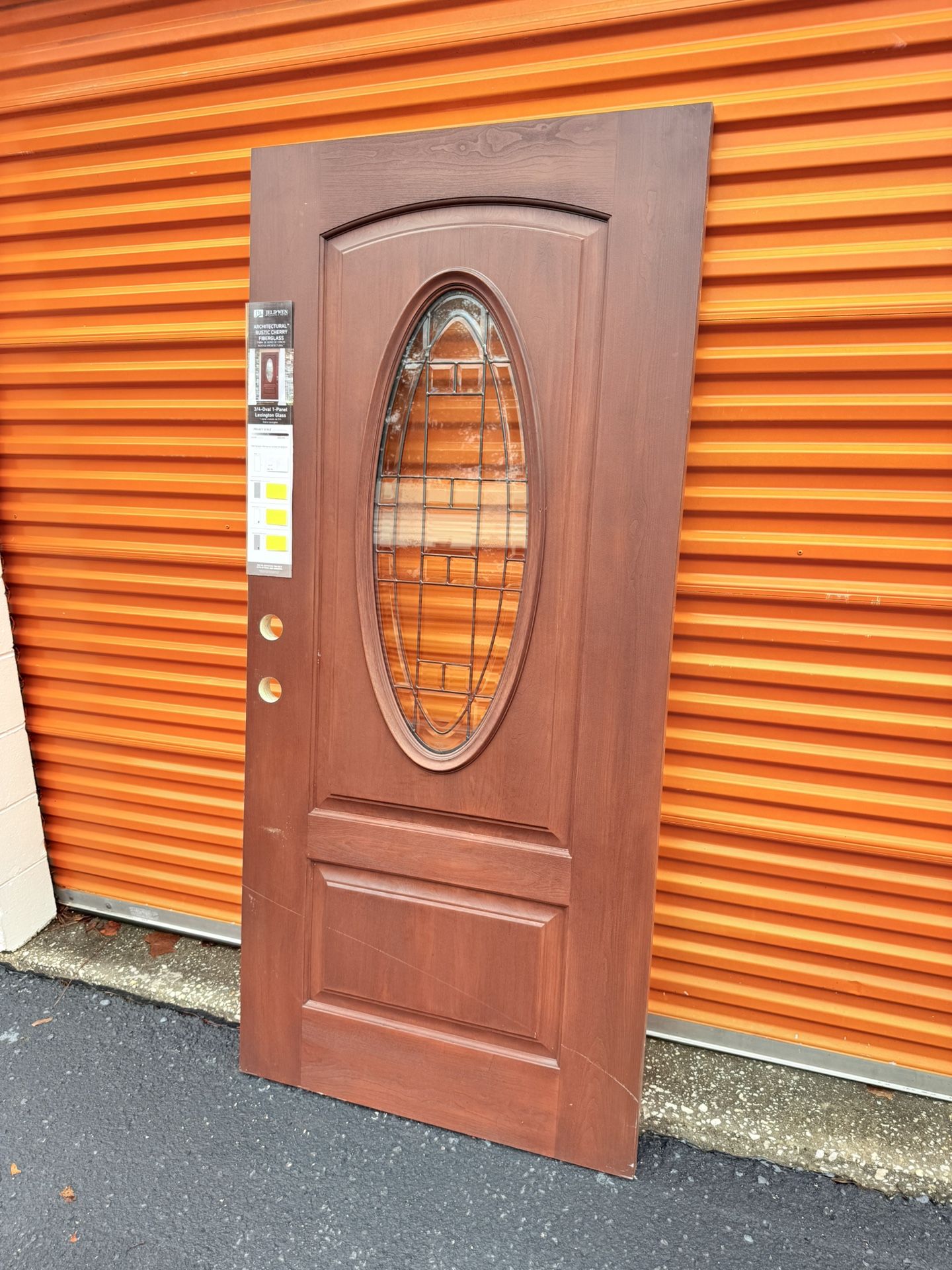 Jeld Wen Front Door 36x79 Architectural Rustic Cherry Fiberglass Right hand