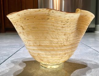 Radiant Waves Hand Blown Art Glass Centerpiece Decorative Bowl