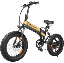 Cycrown CycKnight Fat Tire Folding Electric Bicycle 7 Speed 20" 500W Peak 750W 48V 12.5Ah Lithium Battery 20 MPH 48 Mile Range Black