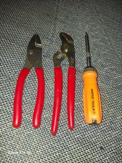 Snap on   pliers  and matco ratcheting screwdriver