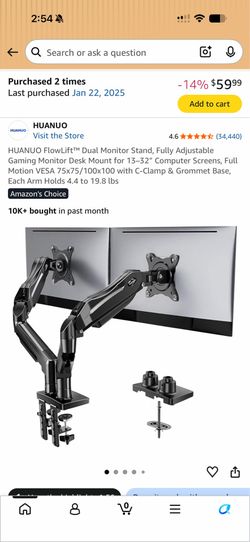 HUANUO FlowLift Dual Monitor Stand (For 13”-32” Screens