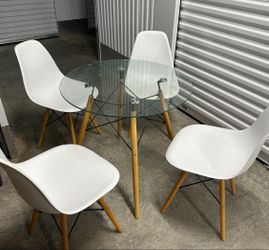 piece Mid-Century Modern Eames-style glass dining set