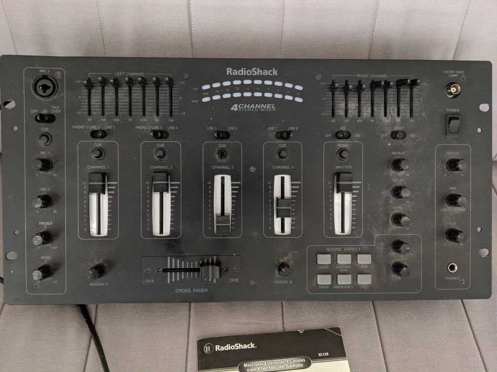 Cd mixer dj mixer cross fader 4 channel mixer mic