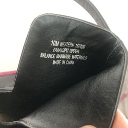 Women’s Madeline western black open toe sandals, size 10 medium.