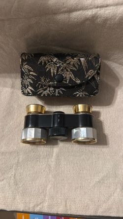 Vintage Mother Of Pearl Black J-B208 Opera Glasses 3X Coated Japan