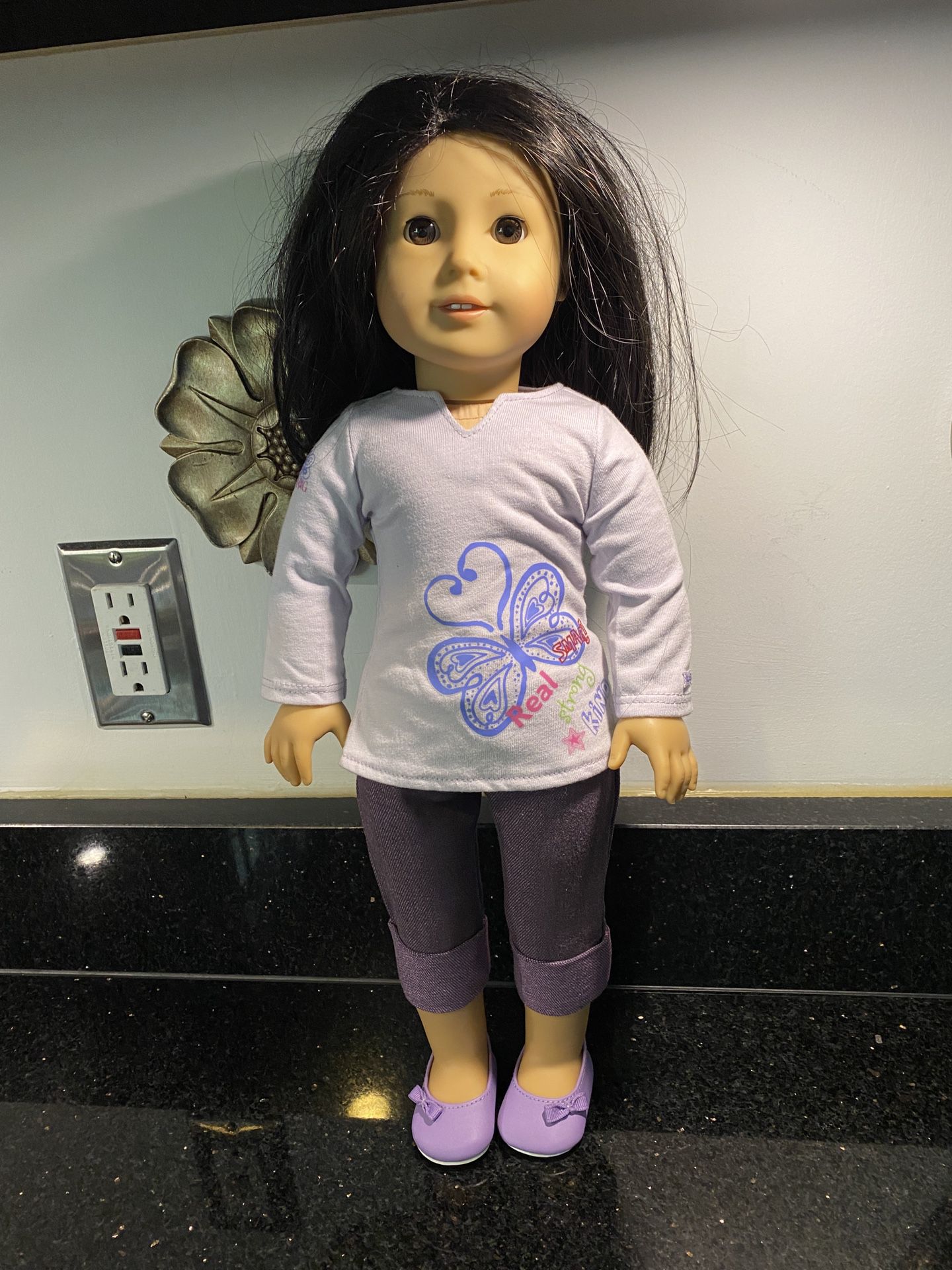 American Girl Doll 18” 2017 with Real Me outfit