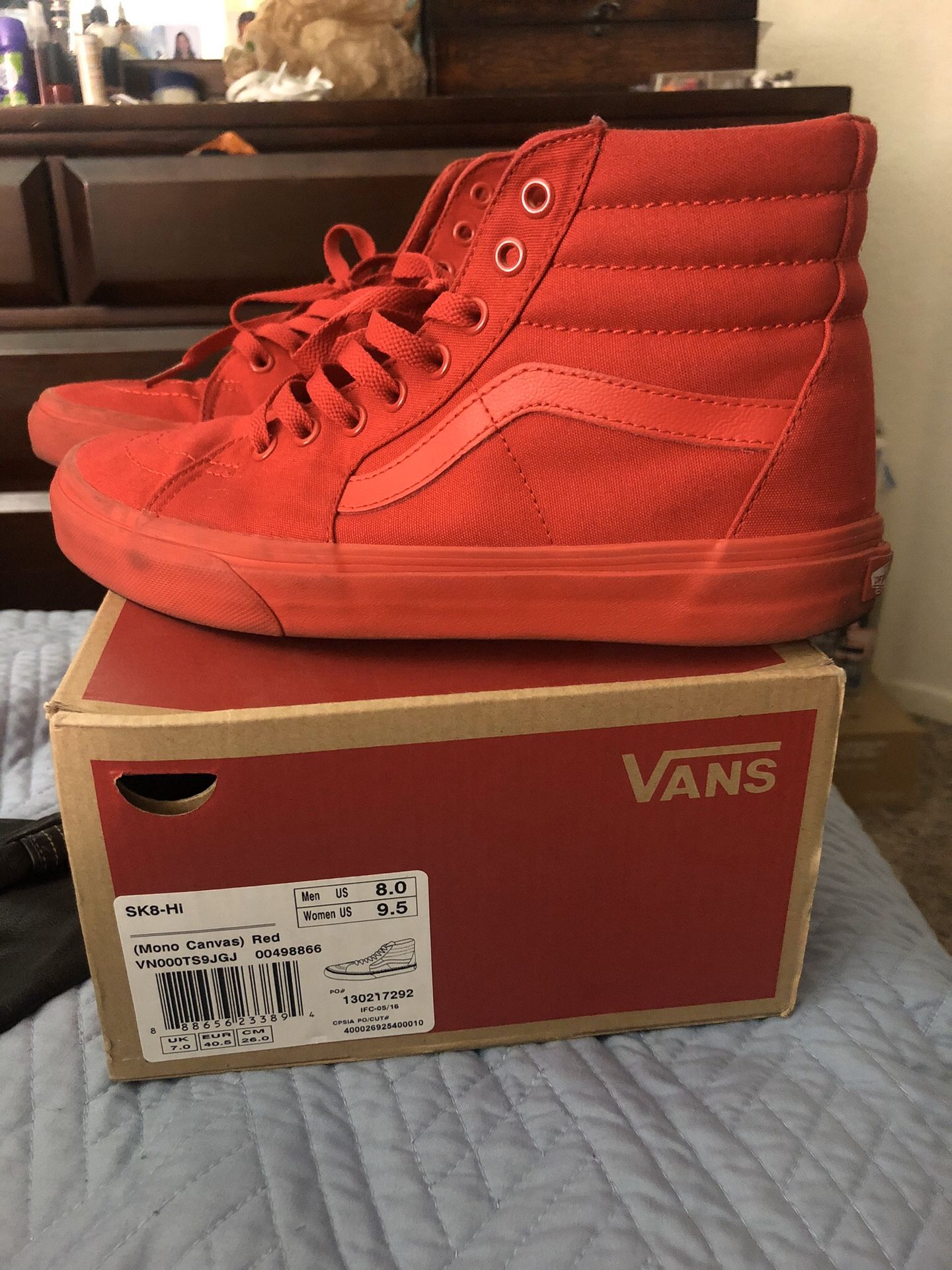 high vans all red