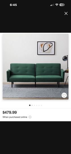 Velvet Green Couch/Futon Sofa Bed