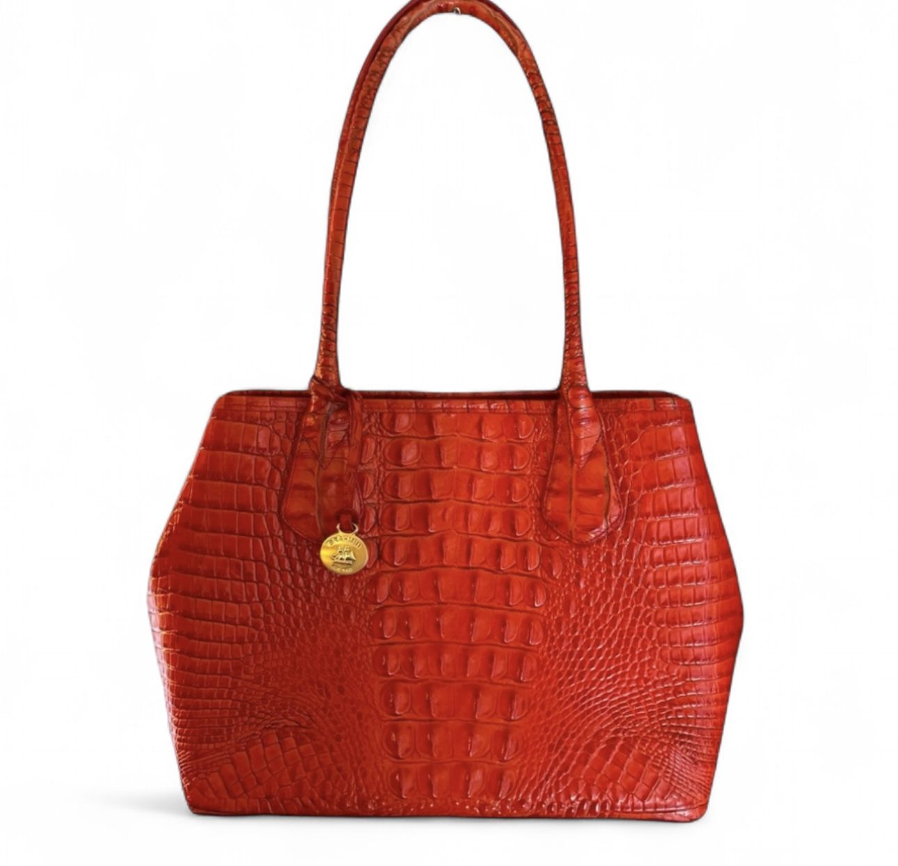 BRAHMIN Cantaloupe Croc Leather Melbourne Anytime Tote Bag Satchel