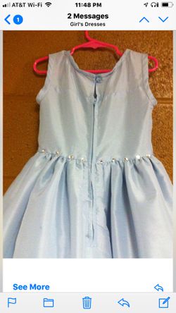 Light Blue Flower Girl Dress w/Cascade & Roses (size - 5-6)