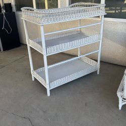 Vintage Changing Table White Wicker. Heavy 