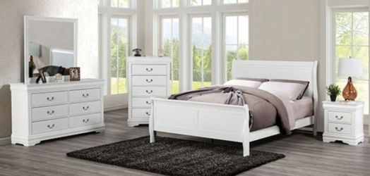 Brand New White 4pc Queen Bedroom Set (Available in Eastern King)