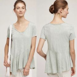 Anthro Eri + Ali flutter peplum asymmetrical hem top women’s Size XSmall 