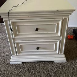 2 White Night Stands With Charging Plugs
