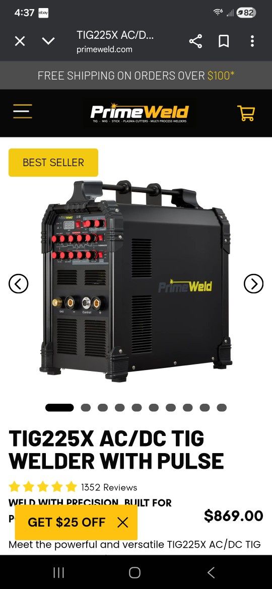 Primeweld TIG225X AC/DC TIG Welder With Pulse