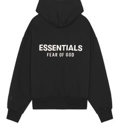 XS Fear Of God Black Essential Hoodie