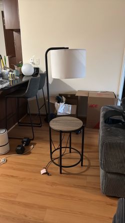Wood Side table/light combo