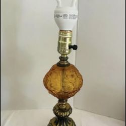 Vintage Lamp Metal And Glass 