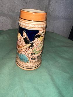 VINTAGE Beer Stein  Tall Ceramic Mug with Handle Made in Japan